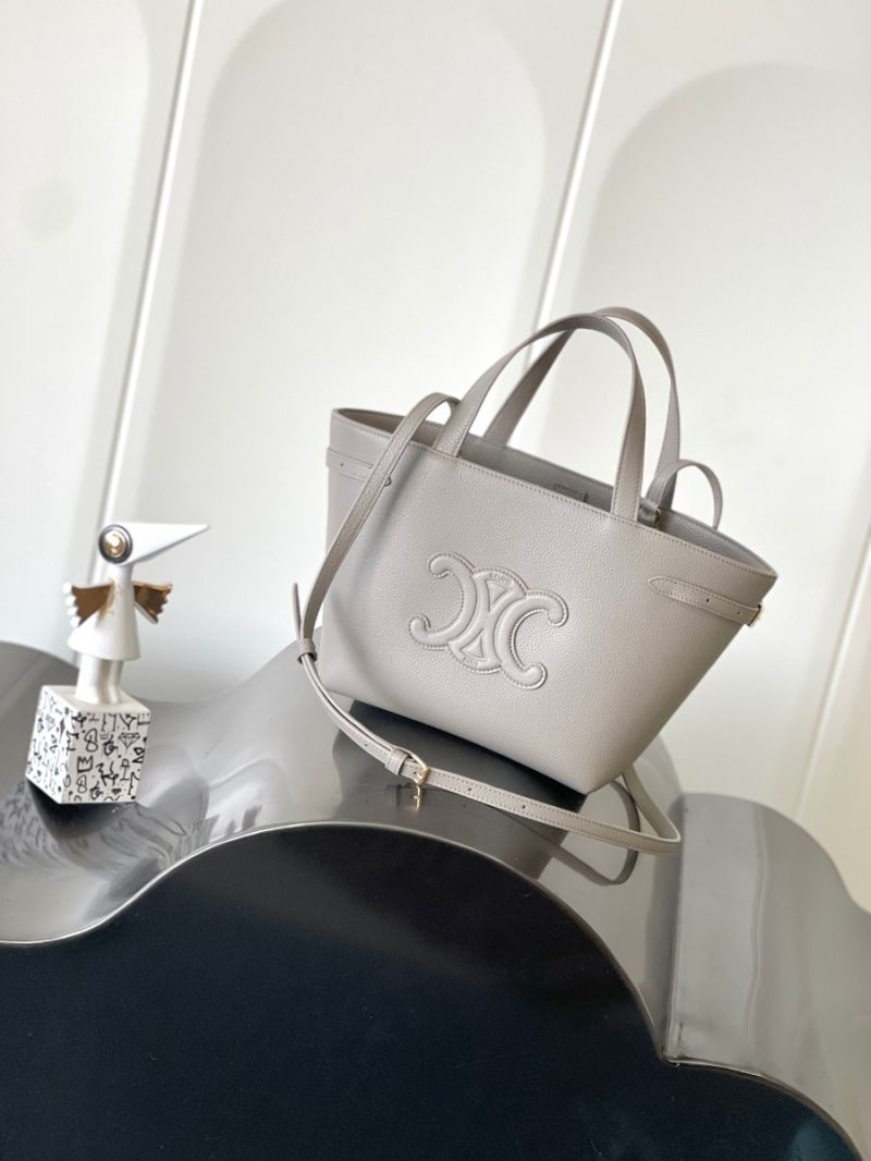 Celine Mini Cabas Anais Cuir Triomphe In Grained Calfskin 118613 Pepple Grey