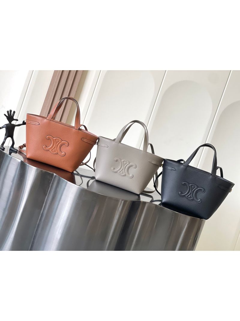 Celine Mini Cabas Anais Cuir Triomphe In Grained Calfskin 118613 Black