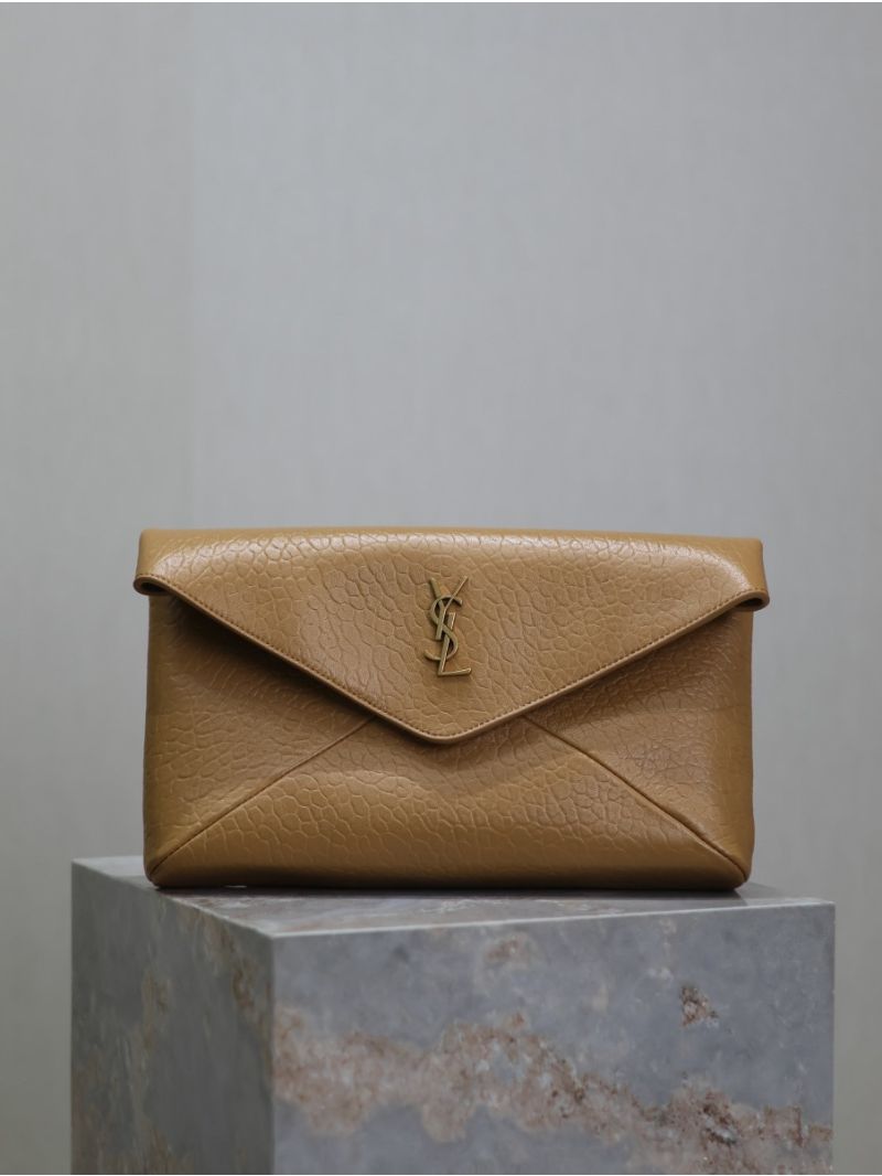 Saint Laurent YSL Cassandre Large Envelope Pouch In Grained Lambskin 769307 Dark Sun