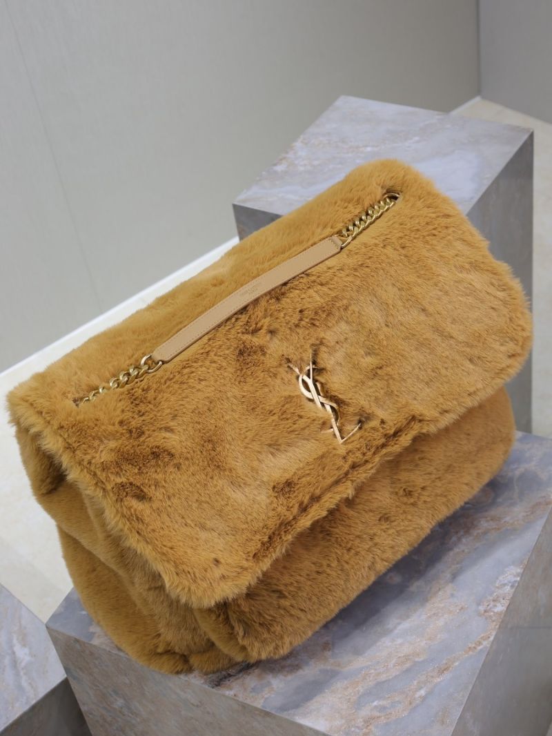 YSL Saint Laurent Niki Oversized in Feathers and Satin Brown 801627