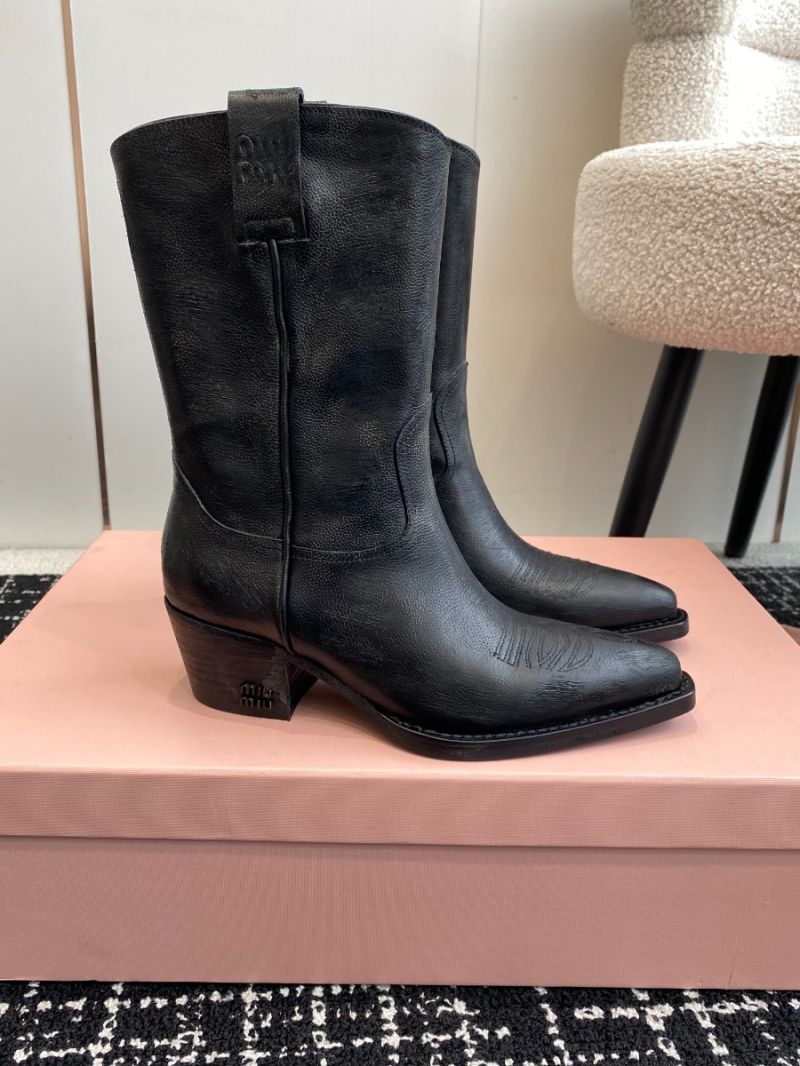 Miu Miu Leather boots 5U349E Black
