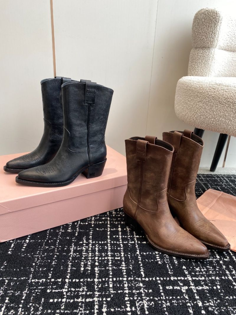 Miu Miu Leather boots 5U349E Cocoa