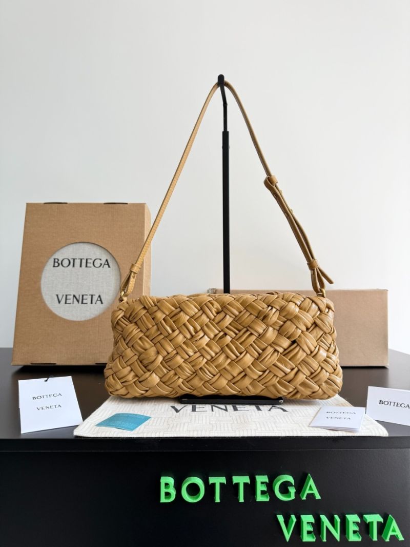 Bottega Veneta BV Kalimero Cha-Cha Shoulder Bag Foulard Intreccio Leather 804487 Dark praline