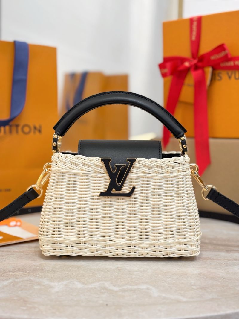 Louis Vuitton LV Picnic Trunk Collection Capucines Mini Rattan and cowhide M14365 Black