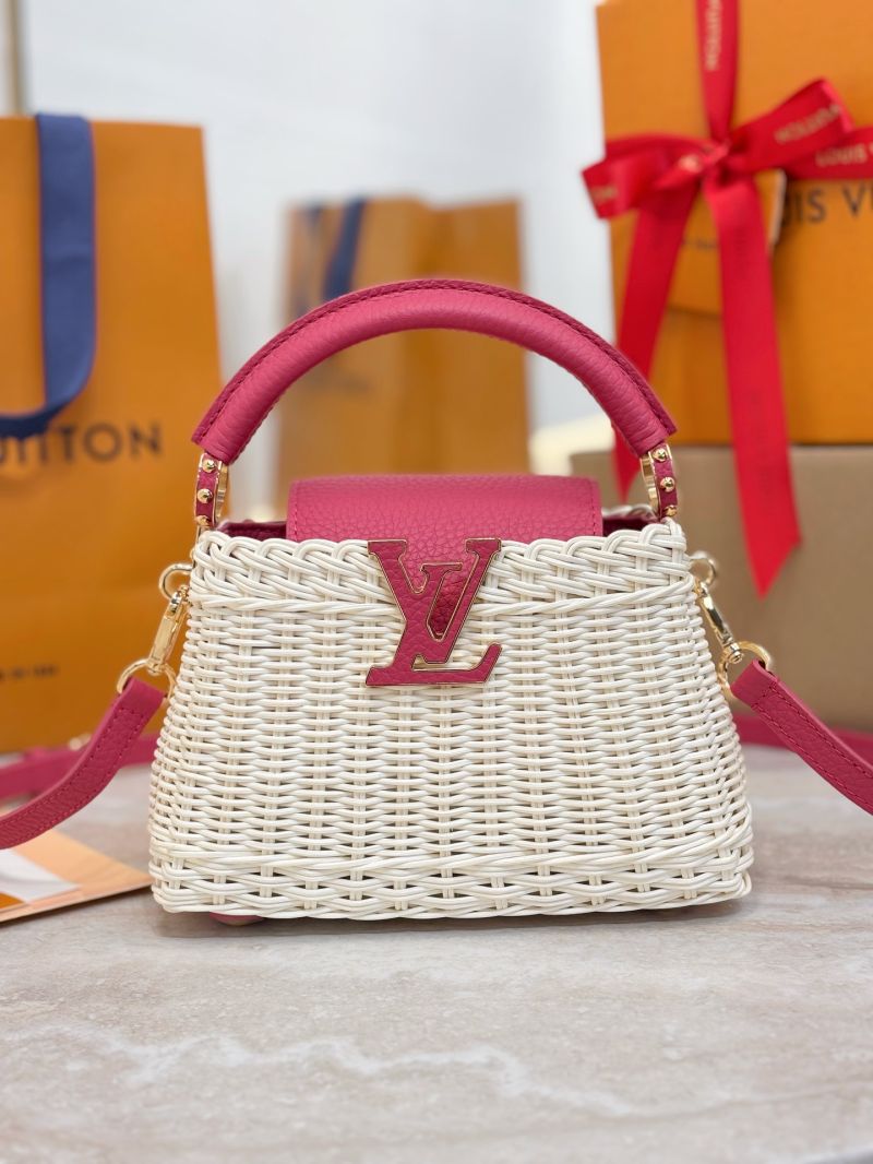 Louis Vuitton LV Picnic Trunk Collection Capucines Mini Rattan and cowhide M14365 Pink