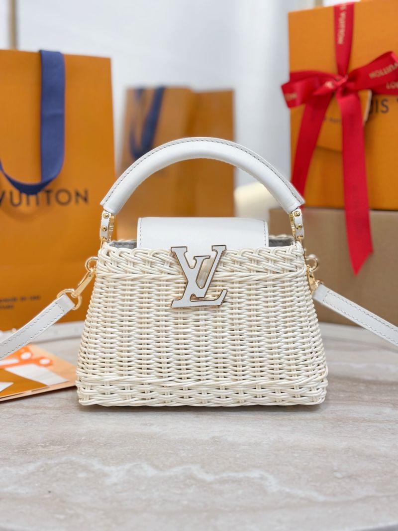 Louis Vuitton LV Picnic Trunk Collection Capucines Mini Rattan and cowhide M14365 White