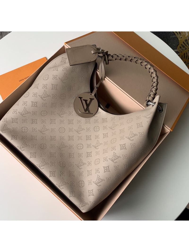Louis Vuitton LV Carmel hobo bag Mahina calf leather M53188 Galet