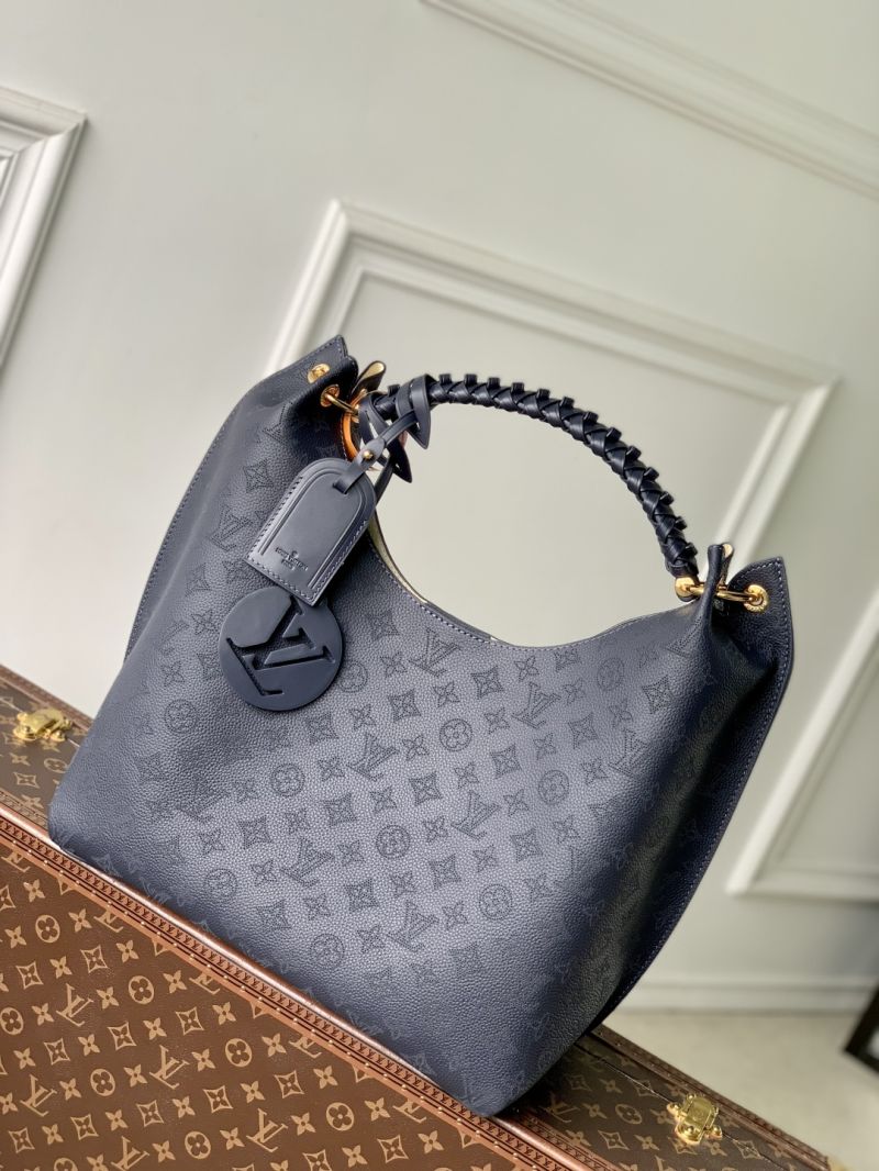 Louis Vuitton LV Carmel hobo bag Mahina calf leather M53188 navy