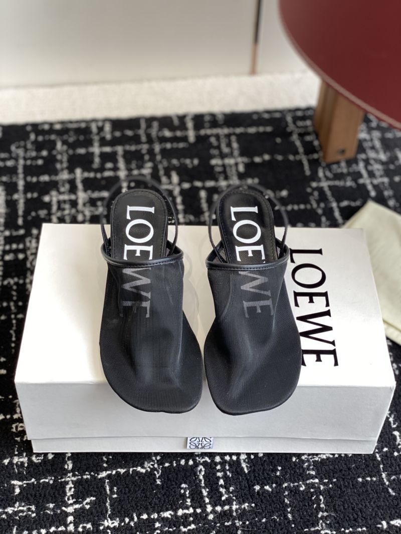 Loewe Petal Slingback Heel Sandal in Mesh 379X01 Black