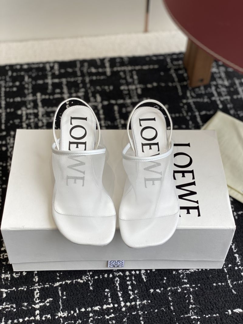 Loewe Petal Slingback Heel Sandal in Mesh 379X01 White