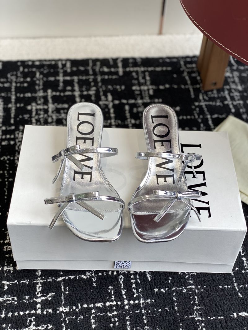 Loewe Petal Stiletto Sandal in Metallic Calfskin 45mm Heel 465X04