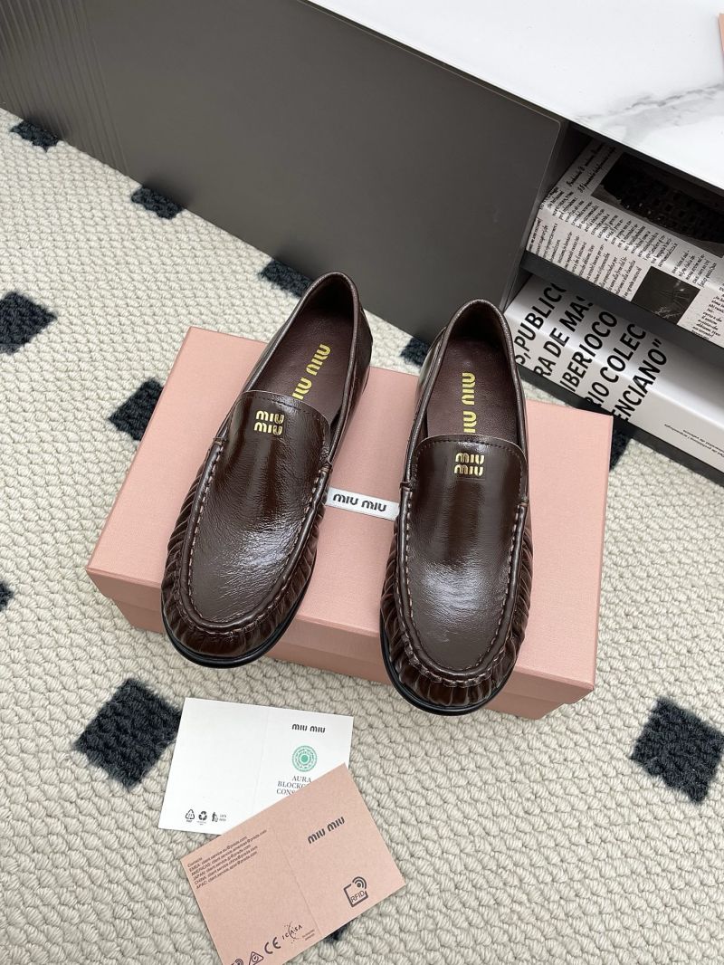 Miu Miu Calf Leather Loafers 5D499E Camel