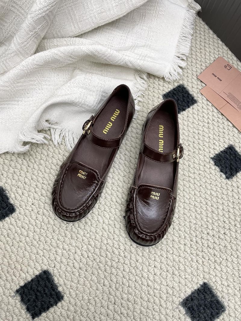 MIU MIU LEATHER LOAFERS WITH STRAP 5D563E COCOA