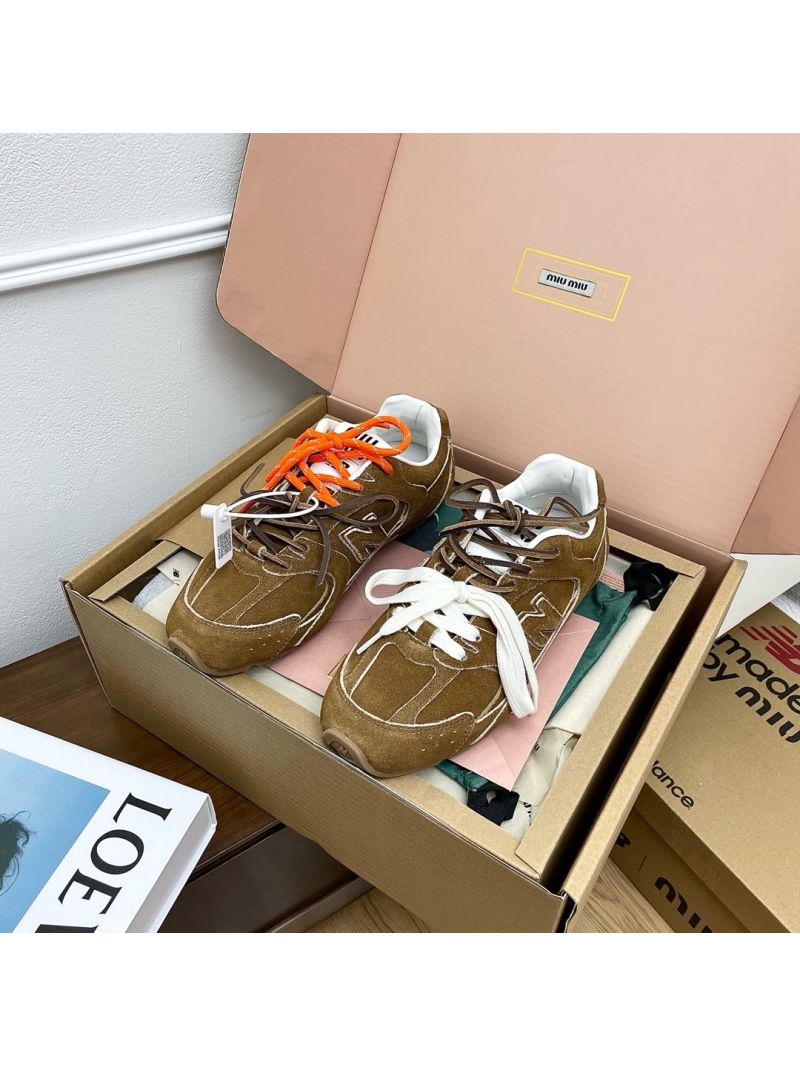 Miu Miu x New Balance Men Female 530 SL Suede Sneakers 5E165E Brown