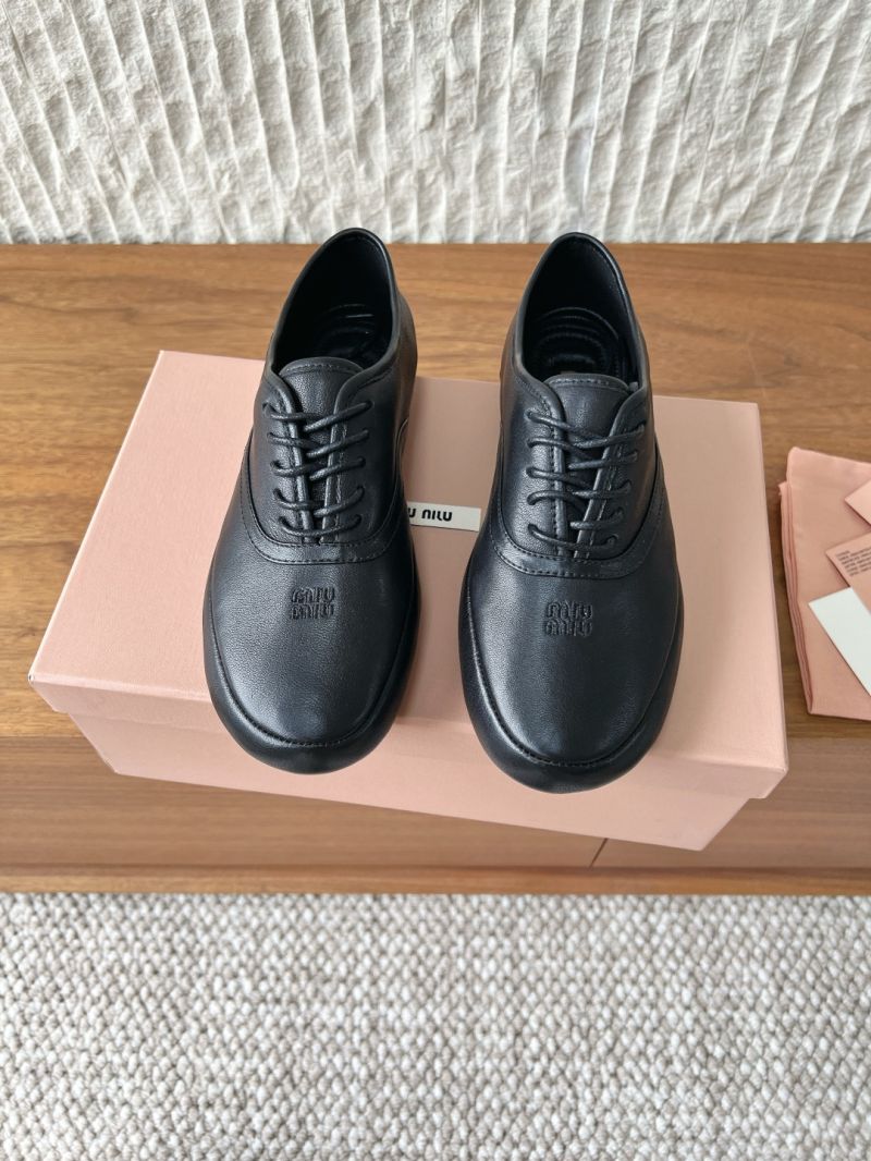 MIU MIU NAPPA LEATHER LACED SHOES 5E637E BLACK