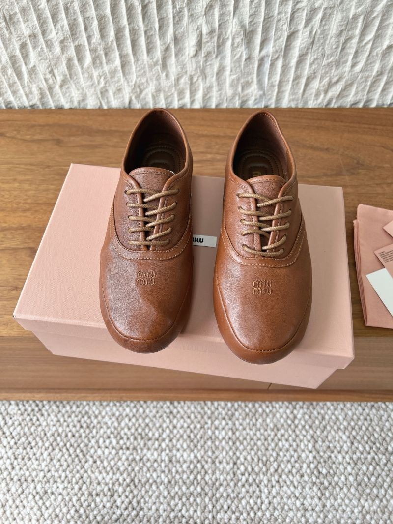 MIU MIU NAPPA LEATHER LACED SHOES 5E637E TAN