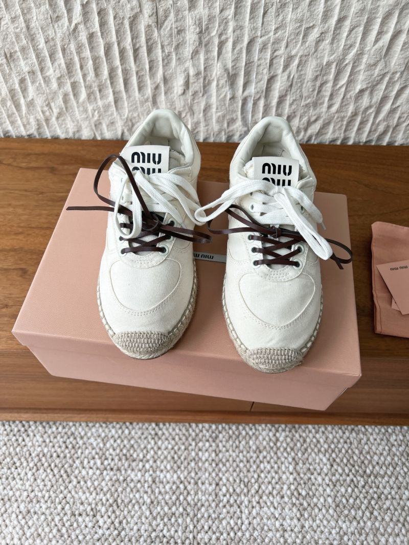 MIU MIU GYMNASIUM CANVAS SNEAKERS 5E668E ECRU