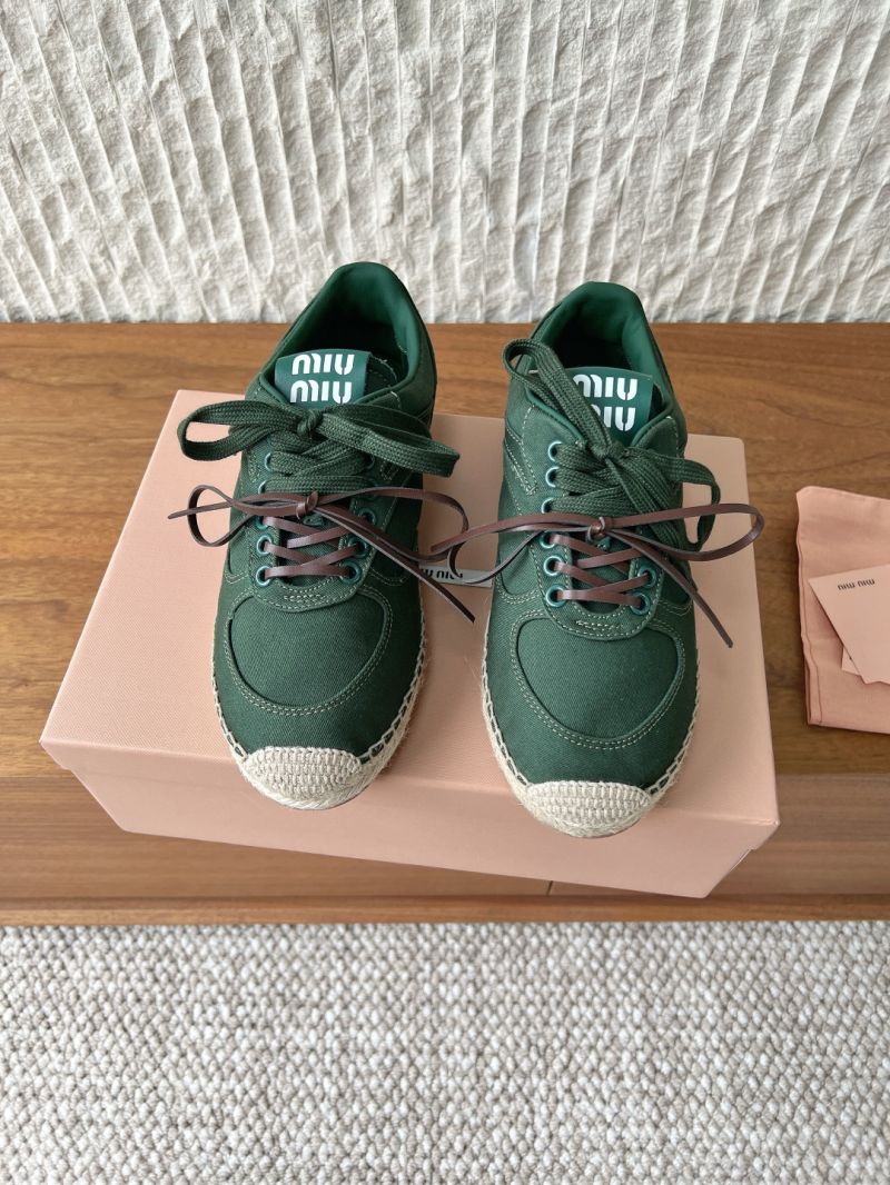MIU MIU GYMNASIUM CANVAS SNEAKERS 5E668E GREEN