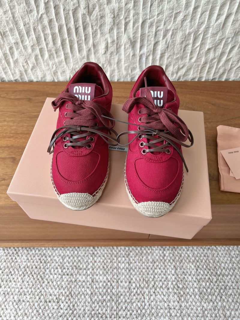 MIU MIU GYMNASIUM CANVAS SNEAKERS 5E668E RED