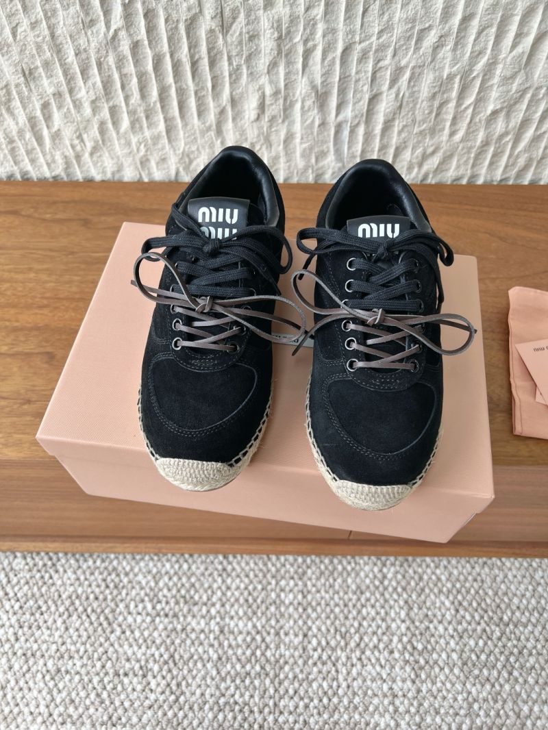 Miu Miu Gymnasium Suede Calfskin Sneakers 5E668E Black