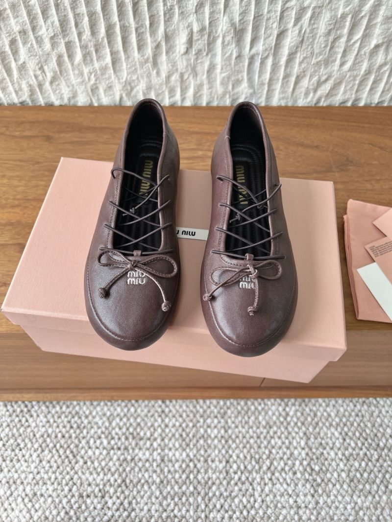 Miu Miu Nappa Leather Ballerinas 5F636E Briarwood
