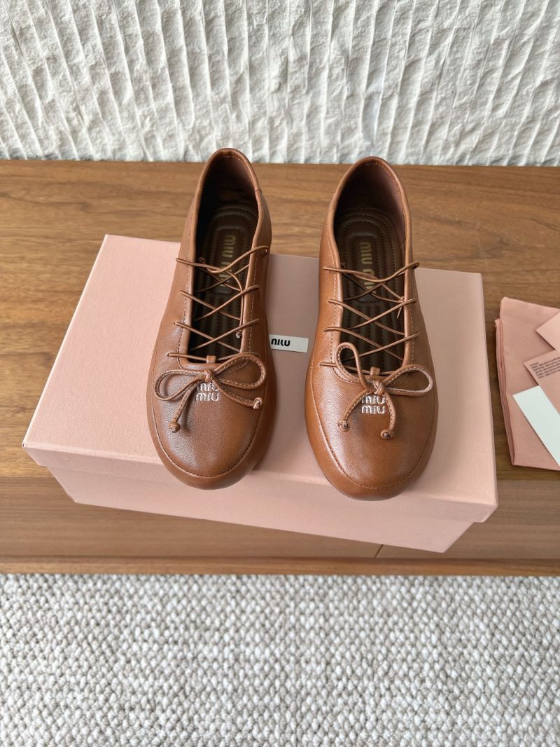 Miu Miu Nappa Leather Ballerinas 5F636E Oak