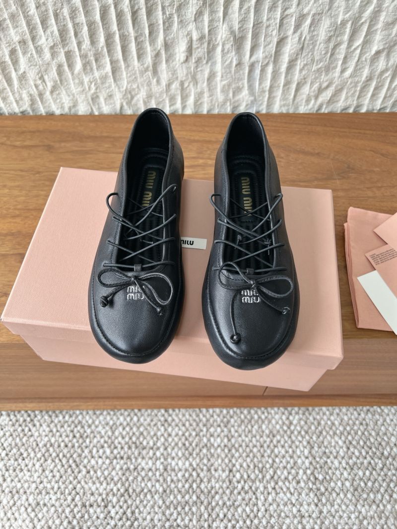 MIU MIU NAPPA LEATHER BALLERINAS 5F636E BLACK