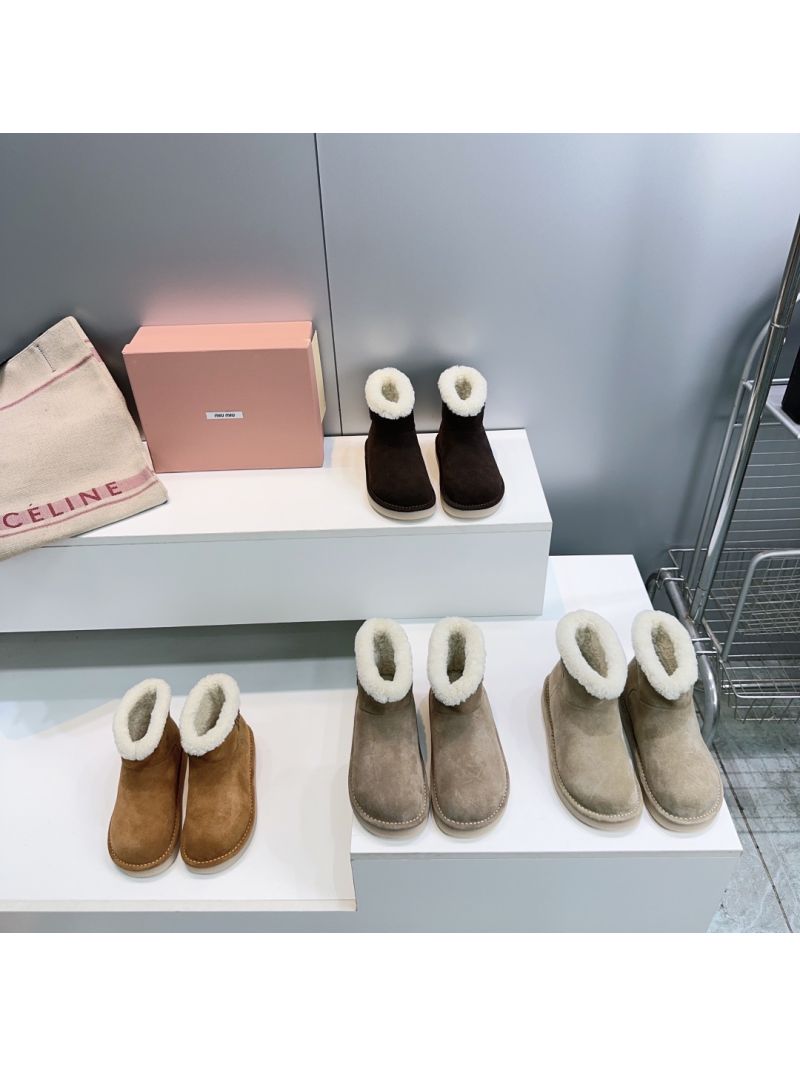 Miu Miu Suede and Shearling Booties 5T515E Desert Beige