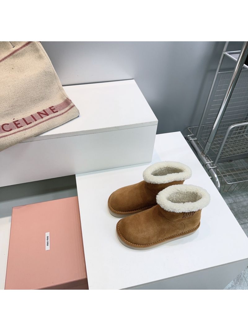 Miu Miu Suede and Shearling Booties 5T515E Brown