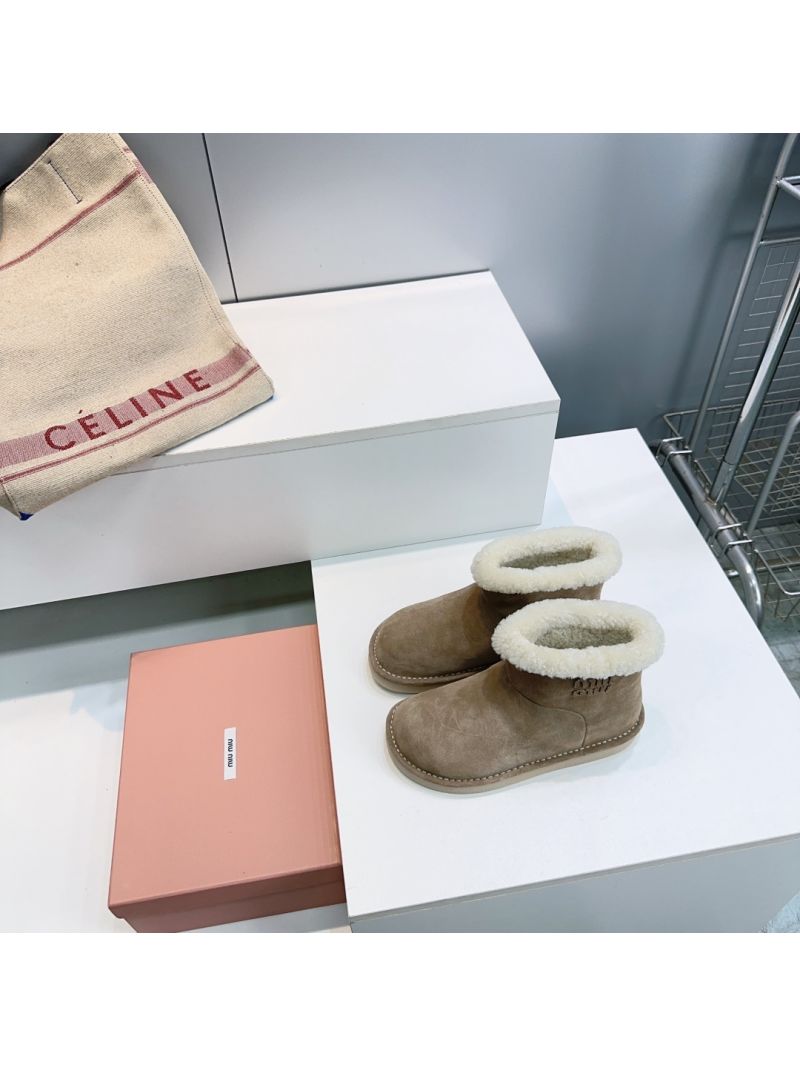 Miu Miu Suede and Shearling Booties 5T515E Grey