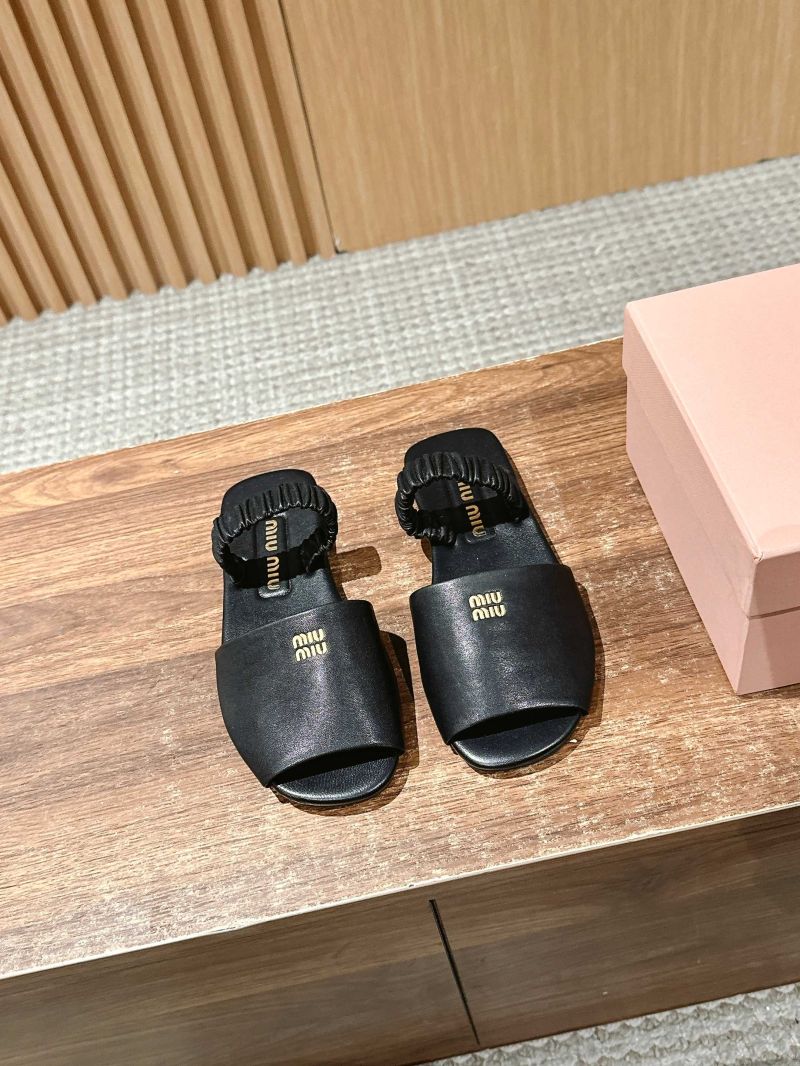 Miu Miu Ruches Nappa Leather Sandals 5X372E Black