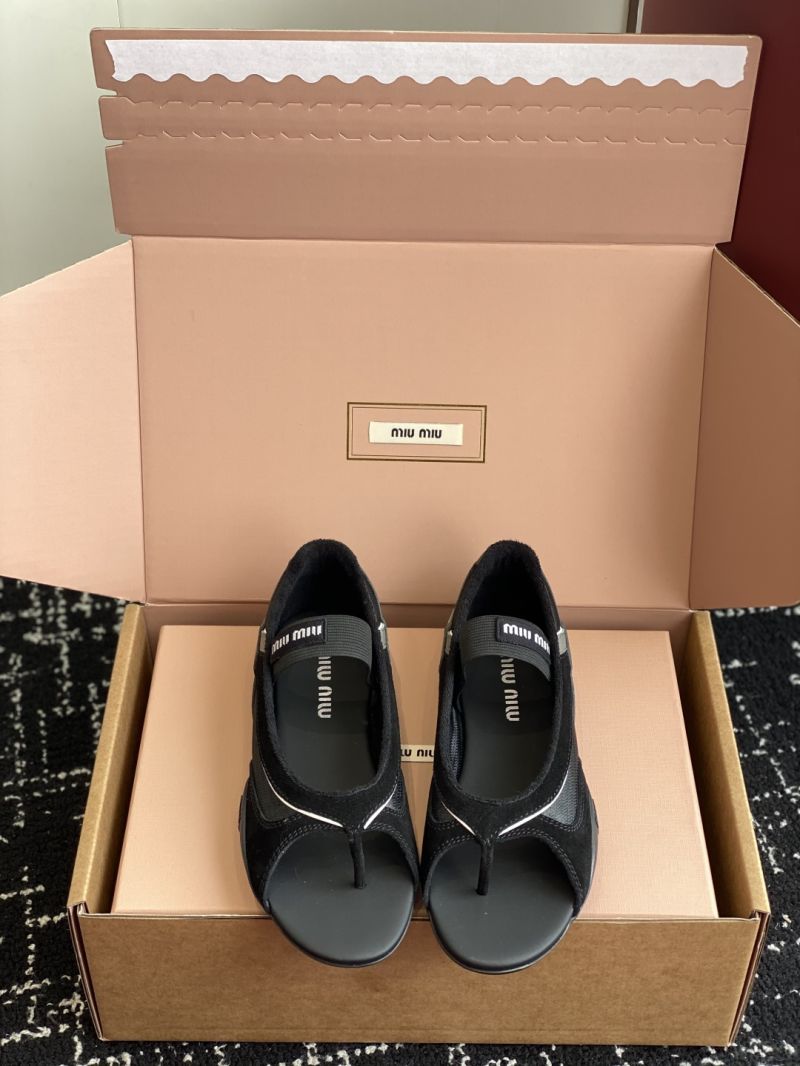 Miu Miu Gymnasium Technical Fabric Thong Ballerinas 5Y426E