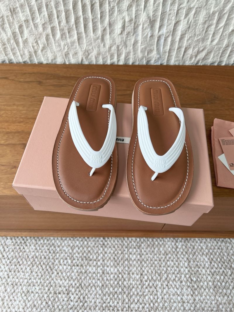 Miu Miu Thong Sandals Calfskin And TPU 5Y638E White
