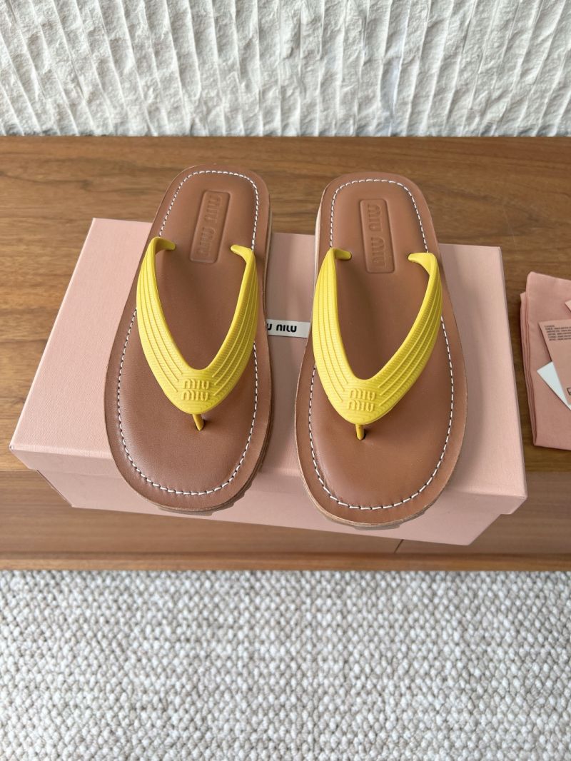 Miu Miu Thong Sandals Calfskin and TPU 5Y638E Yellow
