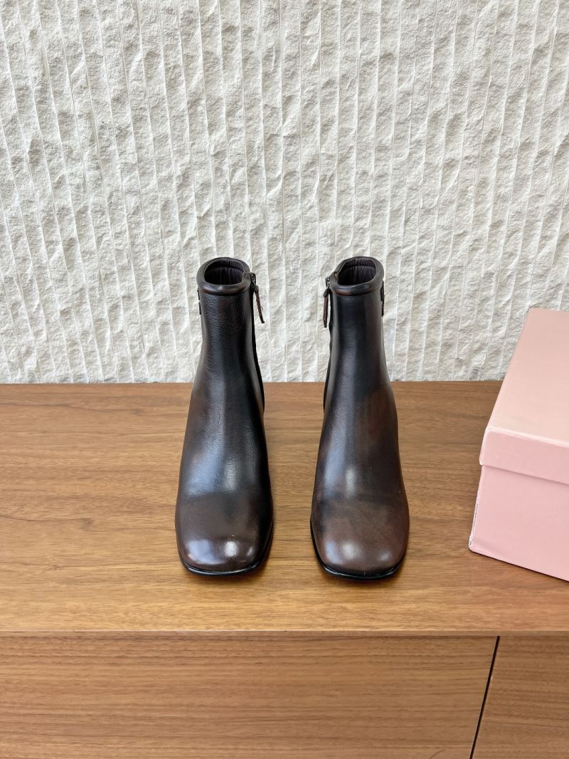 Miu Miu Fum&eacute; Leather Ankle Boots 65 7895461