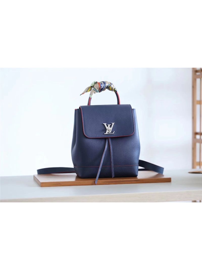 Louis Vuitton LockMe Backpack Navy blue with Red Trimming M41815