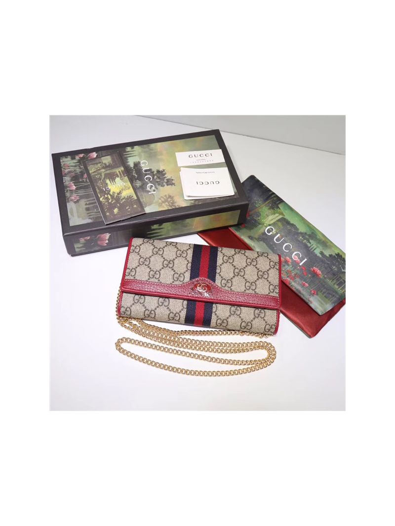 Gucci Ophidia GG chain wallet 546592 red
