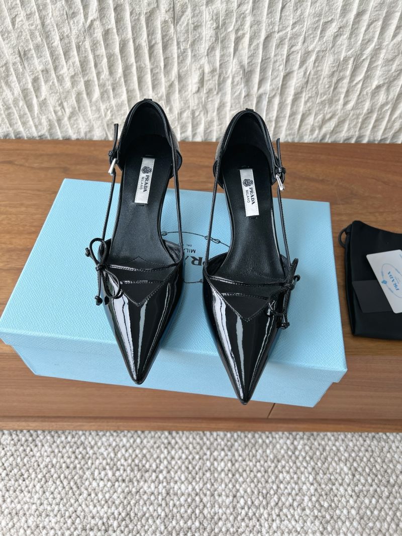 PRADA OPEN-SIDE LEATHER PUMPS 1I442O BLACK