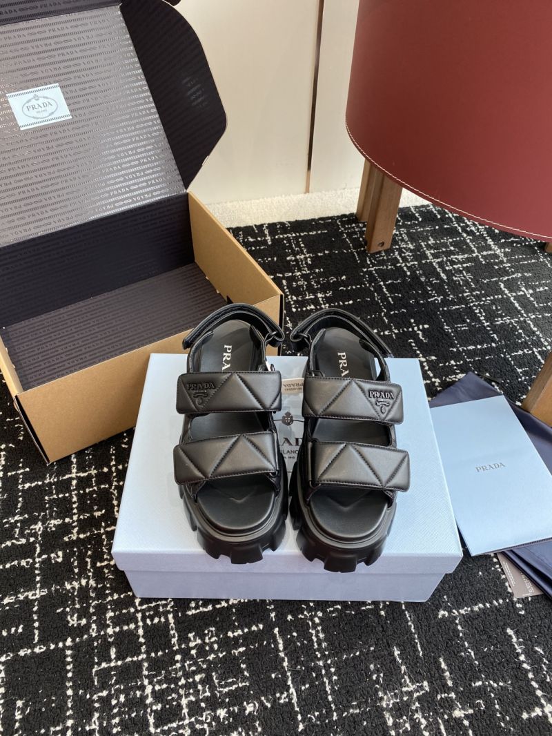 PRADA MONOLITH NAPPA LEATHER SANDALS 1X439N BLACK