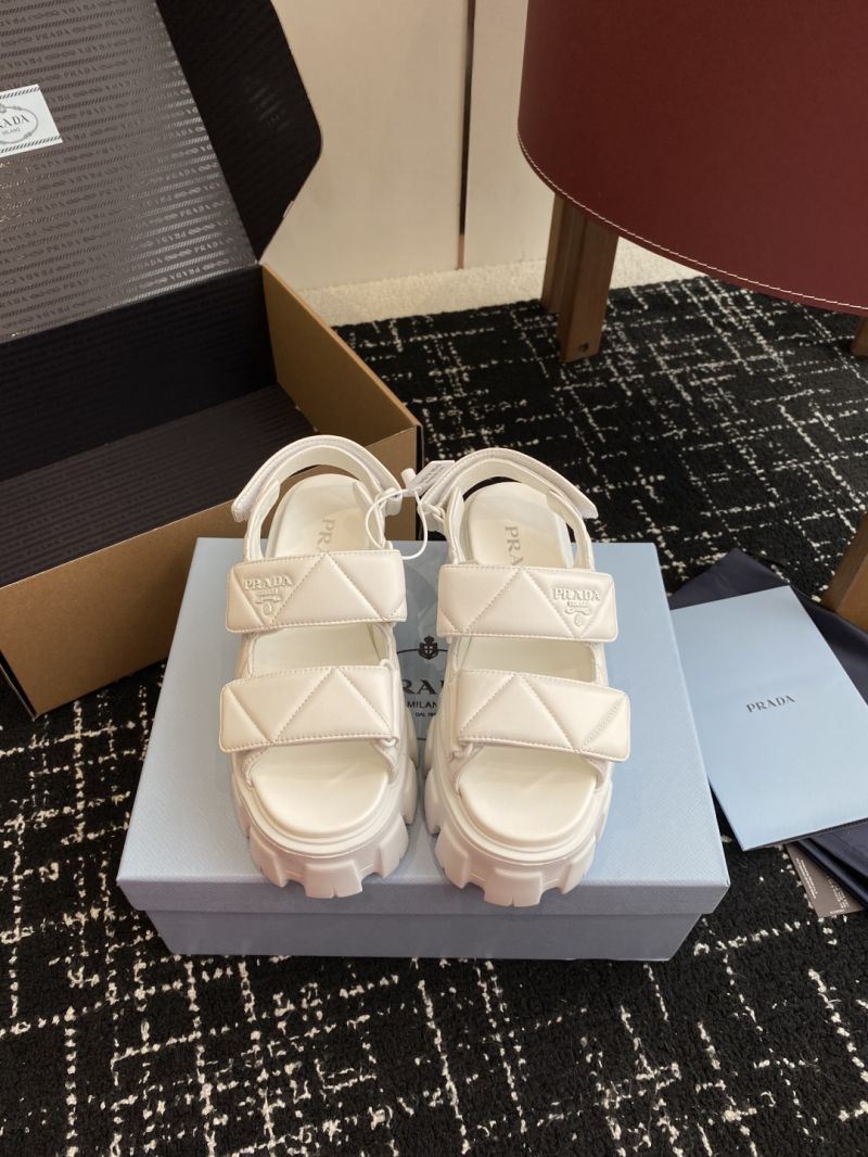PRADA MONOLITH NAPPA LEATHER SANDALS 1X439N IVORY