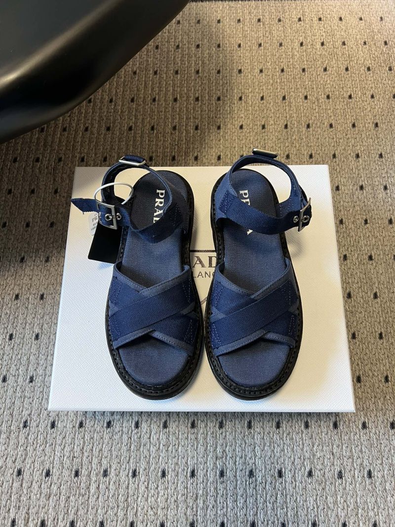 PRADA CANVAS SANDALS 1X466O1 NAVY