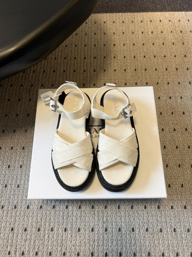 PRADA CANVAS SANDALS 1X466O1 WHITE