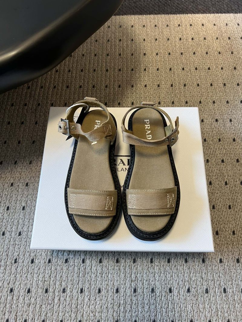 PRADA CANVAS SANDALS 1X466O MILITARY GREEN