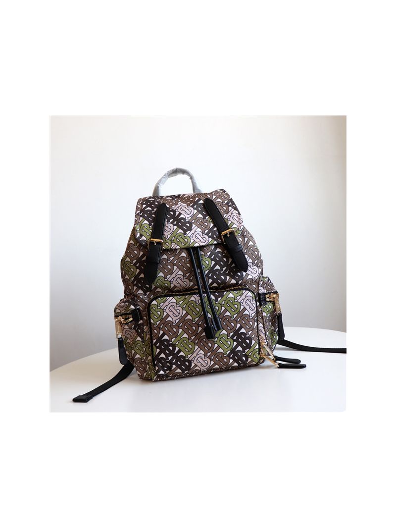 Burberry The Medium Rucksack in Monogram Print Nylon khaki