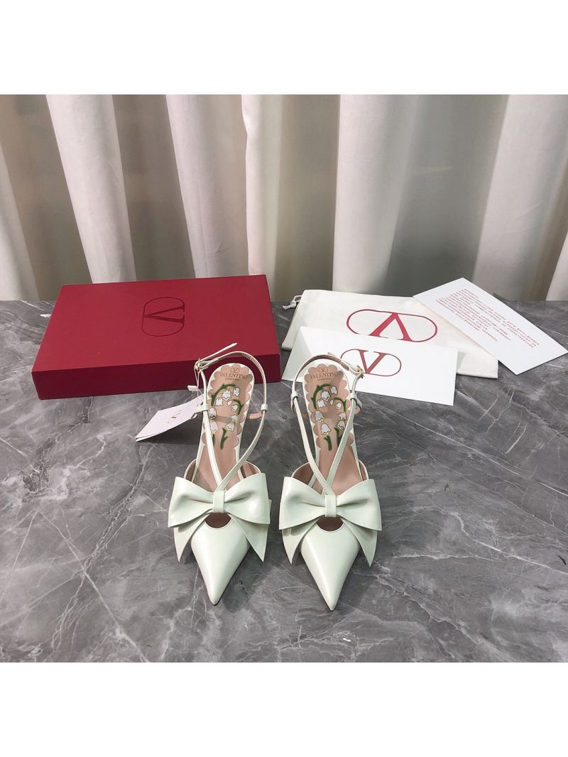VALENTINO BOWOW SLINGBACK PUMPS IN KIDSKIN 85MM 7W2S0M IVORY