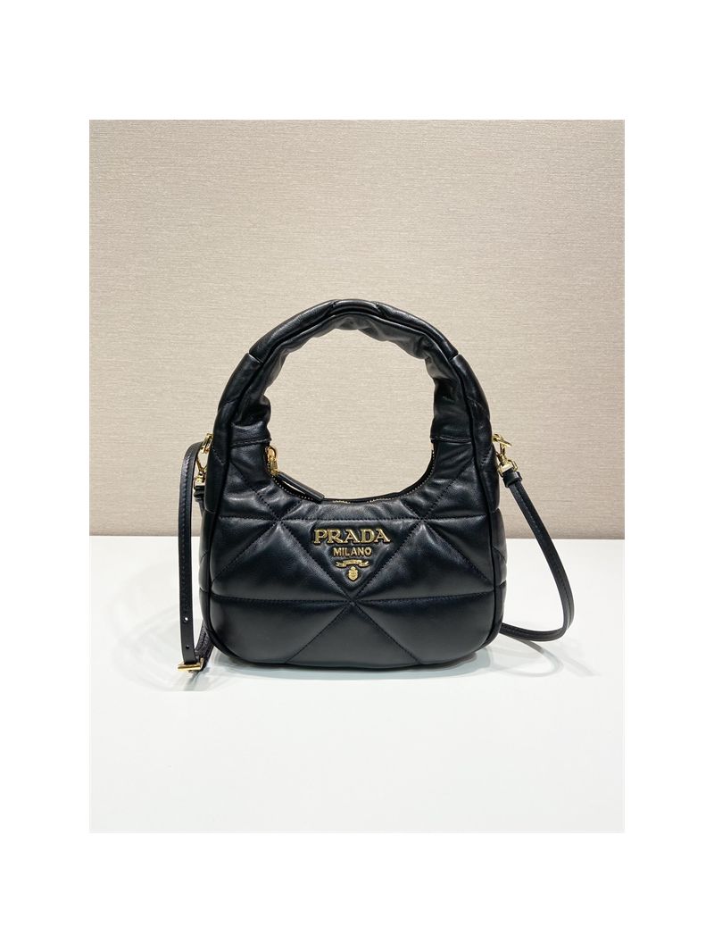 Prada Black Nappa leather mini bag with topstitching 1BA384 new