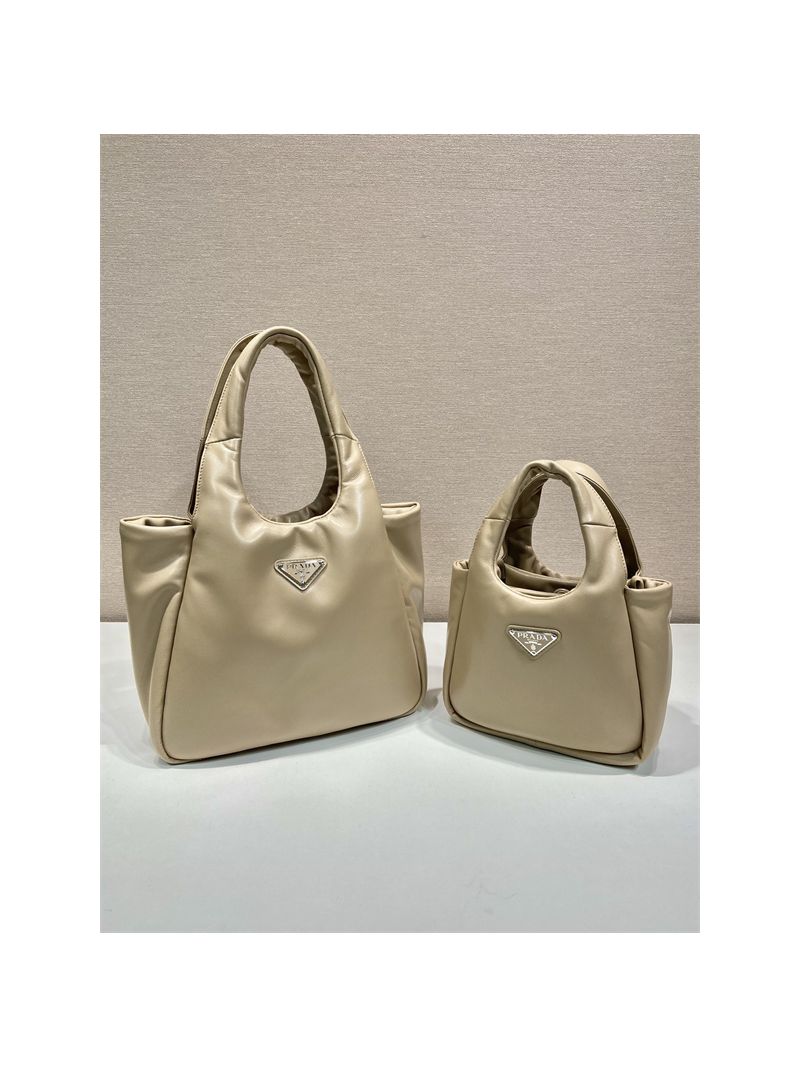 Prada Medium padded Prada Soft nappa beige leather bag 1BG413