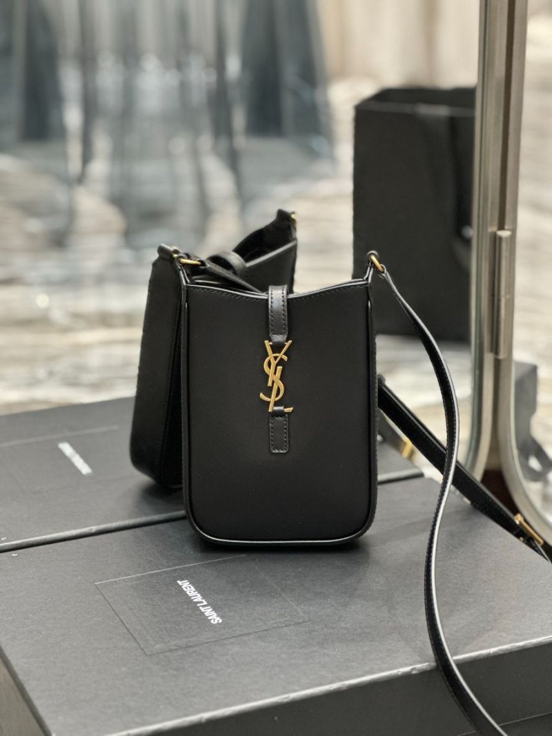 YSL Saint Laurent Le 5 à 7 mini vertical in black vegetable-tanned leather 735214