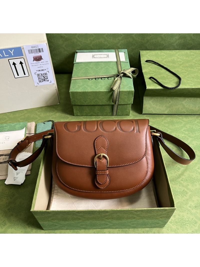 Gucci Logo Printed Foldover brown Shoulder Bag 675923