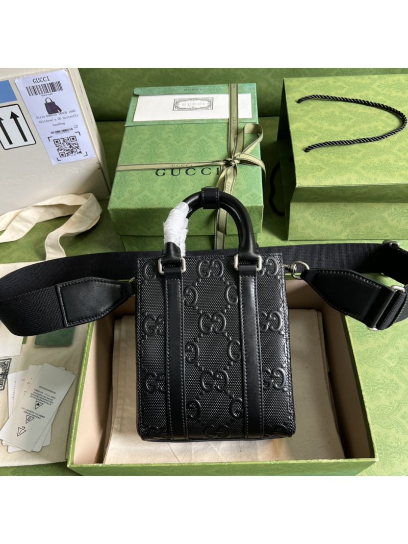 Gucci GG embossed mini tote bag 696010 black leather